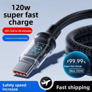 ⚡ NNBILI PD 27W Fast Charging Cable – LED Digital Power Display 🔋 | USB-A to Type-C / iPhone | High-Speed Data Transfer 📶 | Durable Braided Cord 🧵