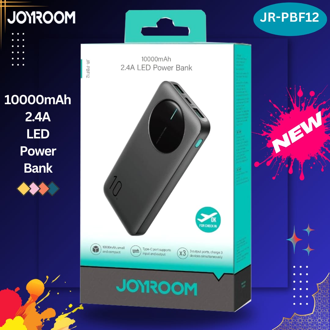 WhatsAppImage2026-01-08at10.19.01AM.jpg JOYROOM PBF12 2.4A 2x fast charging LED Power Bank 12W 10000mAh by Latfu - Image 1